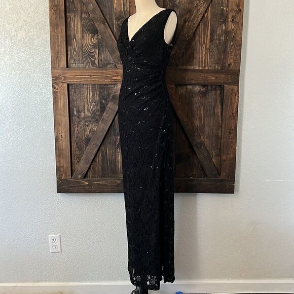 Lauren Ralph Lauren Sleeveless Cowl Neck Sequin Lace Gown - Picture 5 of 11